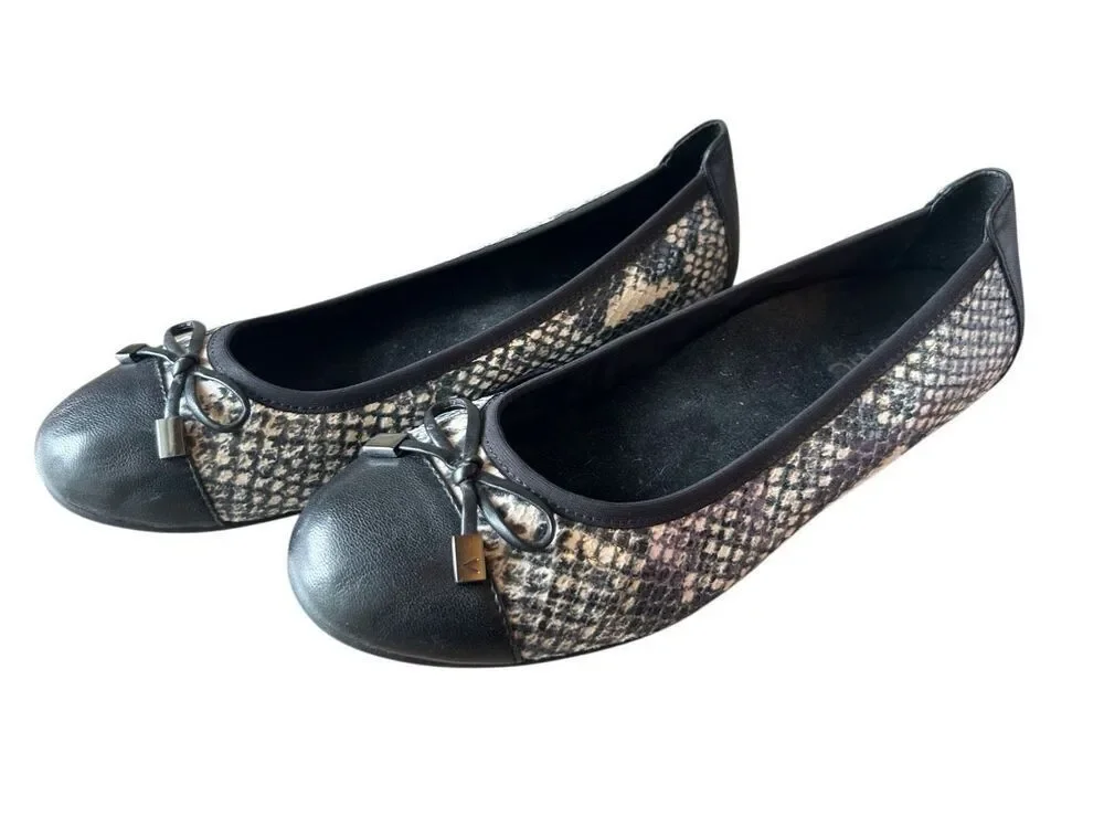 Vionic Women's Sz 7.5 Ballet Flats Minna Boa Snake Print work career comfy EUC